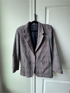 90s Vintage Wool Plaid Blazer | Li2Sport | Size 4
